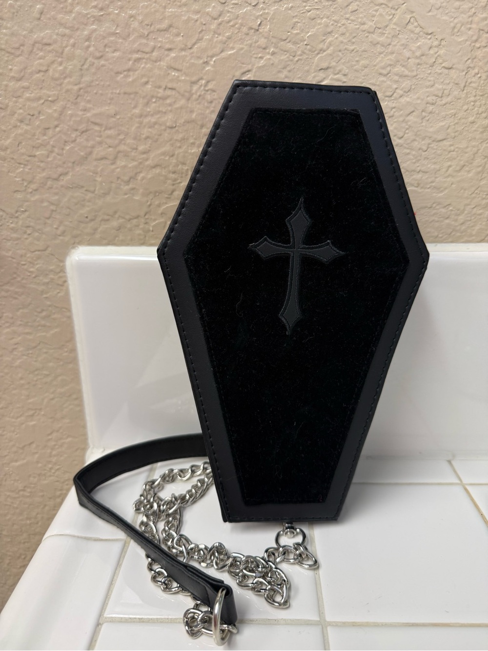 Spirit Halloween Velvet Coffin Bag 9 1/2 by 6